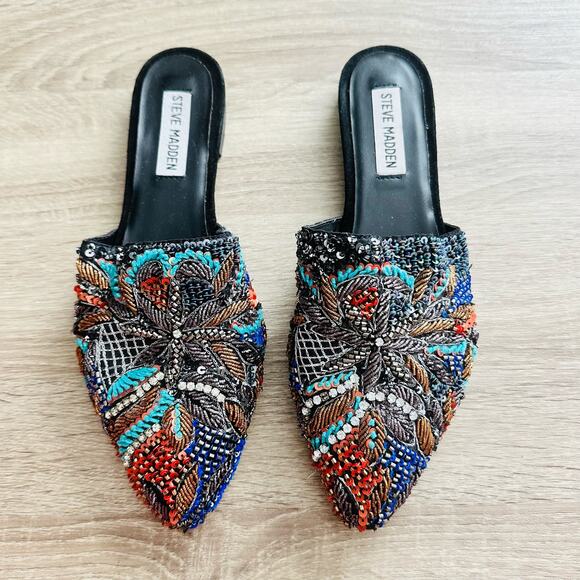 Steve Madden Lyrics Sequin Beaded Slip On RARE Mules - Picture 2 of 4